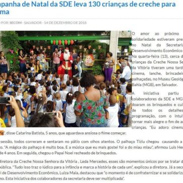 Campanha de Natal da SDE leva 130 crianças de creche para cinema – Camaçari Notícias
