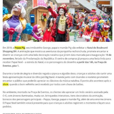 Natal do Boulevard Shopping BH 15/11 – Agenda BH