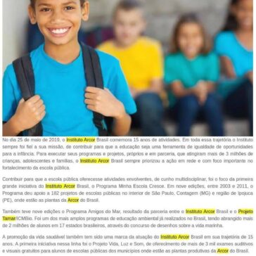 Instituto Arcor Brasil celebra 15 anos de compromisso com a educação – ABIMAPI