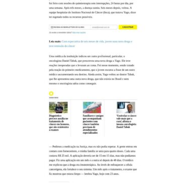 Terapia genética, imunoterápicos e nanotecnologia são novos instrumentos no combate ao câncer- O Globo (On-line)