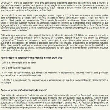 Agro brasileiro precisa investir na agregação de valor, destaca novo estudo -UDOP