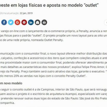 Penalty investe em lojas físicas e aposta no modelo “outlet” -Newtrade