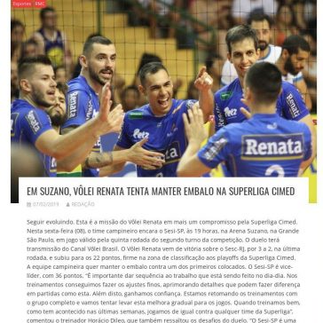 Em Suzano, Vôlei Renata tenta manter embalo na Superliga Cimed- SB 24 Horas