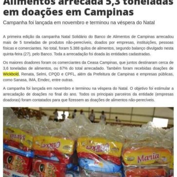 1ª Natal Solidário do Banco de Alimentos arrecada 5,3 toneladas em doações em Campinas – N60