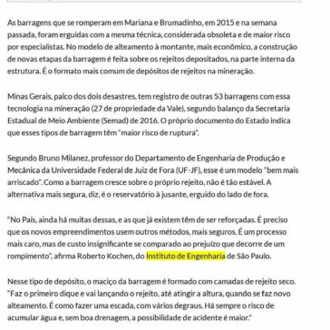 Barragens que ruíram em Brumadinho e Mariana tinham modelo ultrapassado- Jornal de Brasília
