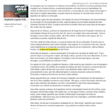 Barragens que ruíram em Brumadinho e Mariana tinham modelo ultrapassado- Tribuna do Interior