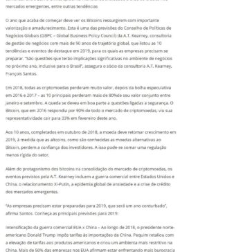 Bitcoin deve recuperar market share em 2019 – Diário do Comércio