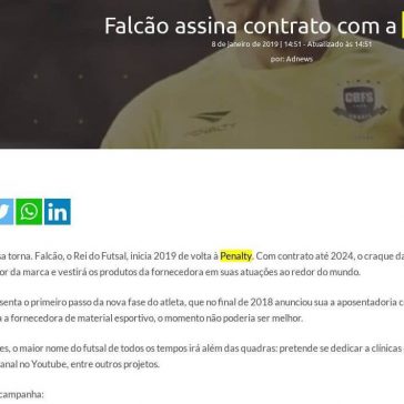 Falcão assina contrato com a Penalty- Adnews