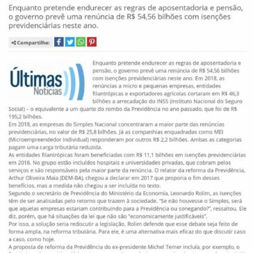 Renúncias previdenciárias vão tirar 54 bilhões de reais dos cofres do INSS neste ano- Nossa Radio Horizontina