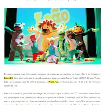 Espetáculos licenciados de Peppa Pig e Mundo Bita voltam em temporada em Curitiba – Espetáculos licenciados de Peppa Pig e Mundo Bita voltam em temporada em Curitiba – Simone Bello Jornalista