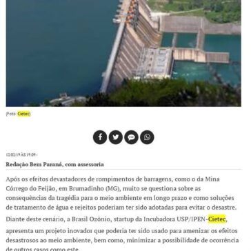 Meio ambiente Startup brasileira desenvolve projeto de descontaminação da água contendo metais pesados-BemParaná