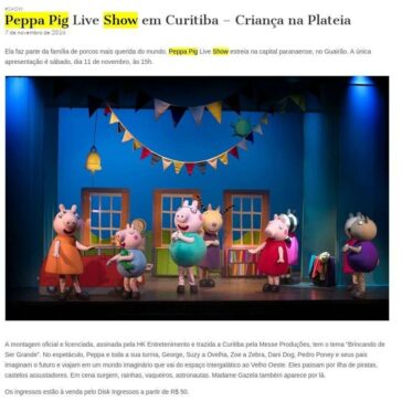 Peppa Pig Live Show em Curitiba – Criança na Plateia – Criança na Plateia