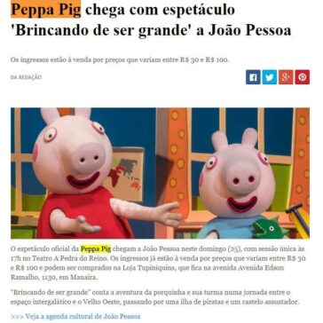 Peppa Pig chega com espetáculo ‘Brincando de ser grande’ a João Pessoa -Jornal da Paraíba Online