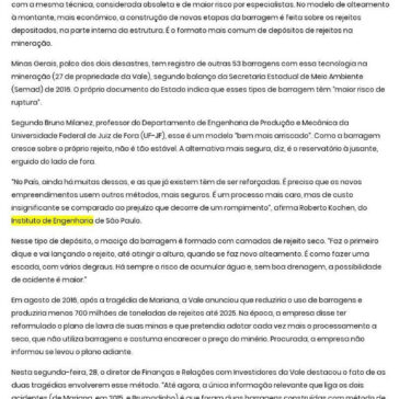 Barragens que ruíram em Brumadinho e Mariana tinham modelo ultrapassado- Tribuna do Agreste