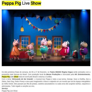 Peppa Pig Live Show – Em Cartaz