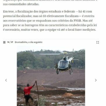 Lei de segurança de barragens, aprovada há oito anos, ainda patina- Folha de S. Paulo (On-line)