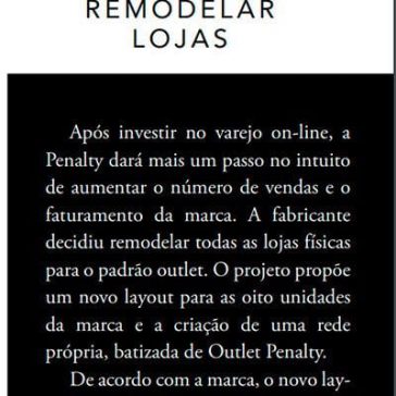 Penalty vai remodelar lojas -Máquina do Esporte