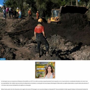 Barragens que ruíram em Brumadinho e Mariana tinham modelo ultrapassado- UOL