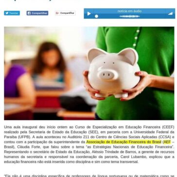 Educação Financeira faz parte de Curso de Especialização no Estado- PB Agora