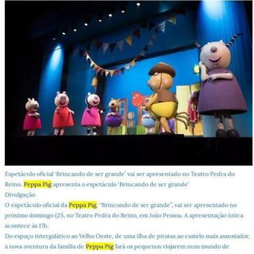 Peppa Pig faz show inédito em João Pessoa no próximo domingo -Ultradicas o Blog da Informação