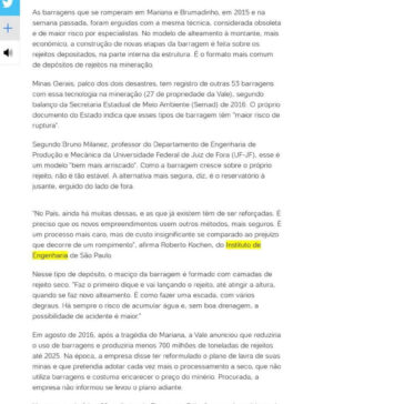 Barragens que ruíram em Brumadinho e Mariana tinham modelo ultrapassado- UOL