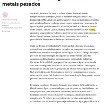 Startup brasileira desenvolve projeto de descontaminação da água contendo metais pesados -Canal Executivo Blog