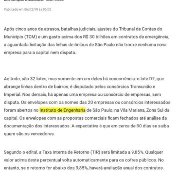 Após 5 anos, licitação de ônibus na capital abre sem concorrência- DCI (On-line)