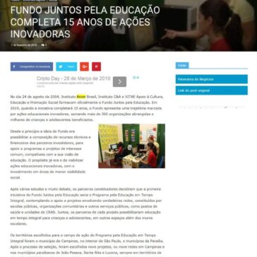 Fundo Juntos Pela Educação completa 15 anos de ações inovadoras – Notícias do Dia