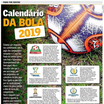 Calendário da bola 2019- Hora de Santa Catarina