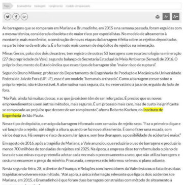 Barragens que ruíram em Brumadinho e Mariana tinham modelo ultrapassado- A Tarde (On-line)