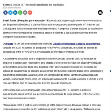 Startup utiliza IoT no monitoramento de ciclovias- FAPESP PESQUISA