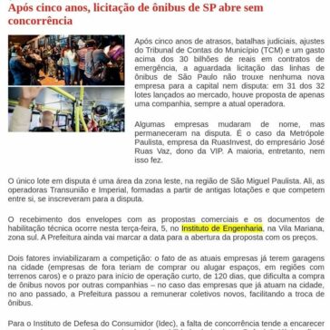 Após cinco anos, licitação de ônibus de SP abre sem concorrência- Esquenta Cidade