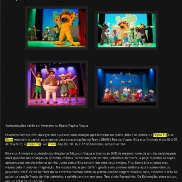 Espetáculos licenciados de Peppa Pig e Mundo Bita voltam em temporada em Curitiba – Blog Revista Autoestima