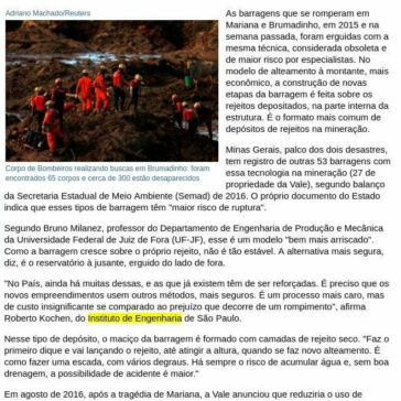 Barragens que ruíram em Brumadinho e Mariana tinham modelo ultrapassado- JC Net