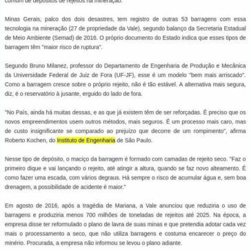 Barragens que ruíram em Brumadinho e Mariana tinham modelo ultrapassado- Correio do Papagaio