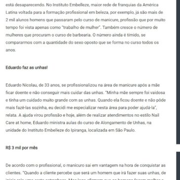 Eles são manicuros, elas são barbeiras- DCI