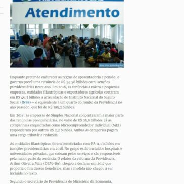 Renúncias previdenciárias vão tirar R$ 54 bi dos cofres do INSS em 2019- Portal PE 10