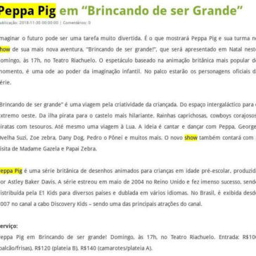 Peppa Pig em “Brincando de ser Grande”- Tribuna do Norte