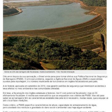 Lei de segurança de barragens patina há 8 anos- Veja Folha