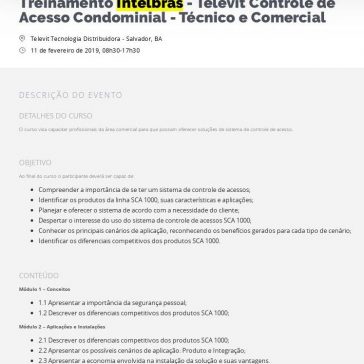 Treinamento Intelbras – Televit Controle de Acesso Condominial- Sympla