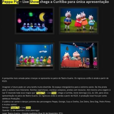Peppa Pig – Live Show chega a Curitiba para única apresentação – Blog Revista Autoestima