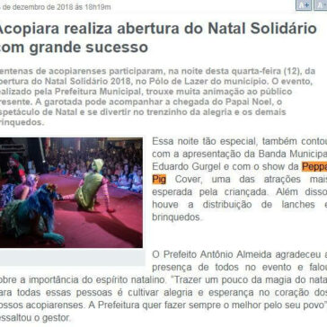 Acopiara realiza abertura do Natal Solidário com grande sucesso – Antonio Viana OnLine