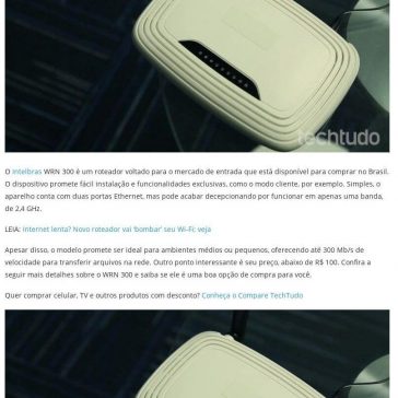 Roteador Intelbras WRN 300 é bom? Conheça especificações e preço- Cabo Imagem