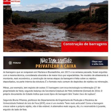 Construção de Mariana e Brumadinho tinham a mesma técnica obsoleta -Blog da Cidadania