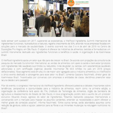 2ª edição do WellFood Ingredients Summit apresentará as últimas tendências mundiais em soluções para alimentos & bebidas funcionais e saudáveis – UBRAFE