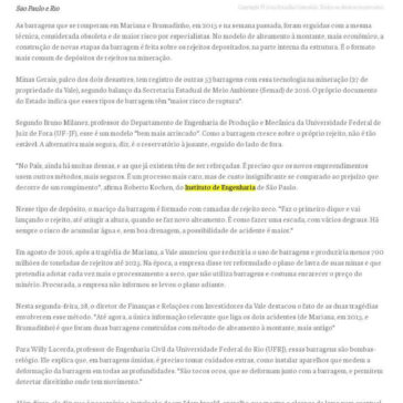 Barragens que ruíram em Brumadinho e Mariana tinham modelo ultrapassado- Folha de Valinhos