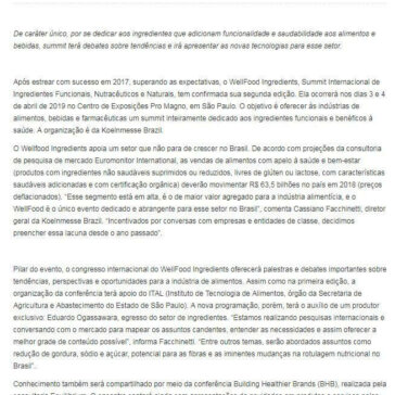 2ª edição do WellFood Ingredients Summit apresentará as últimas tendências mundiais em soluções para alimentos & bebidas funcionais e saudáveis – Revista Laticínios