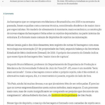 Barragens que ruíram em Brumadinho e Mariana tinham modelo ultrapassado- Metrô News