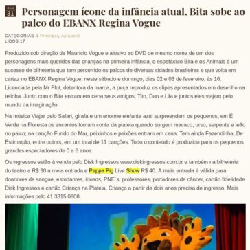 Personagem ícone da infância atual, Bita sobe ao palco do EBANX Regina Vogue –  Bebel Ritzmann