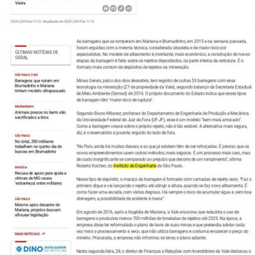 Barragens que ruíram em Brumadinho e Mariana tinham modelo ultrapassado- O Diário.com